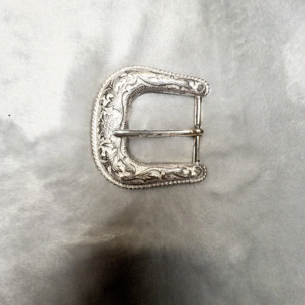 Silver Western Floral Belt Buckle Rodeo Ranchwear Country